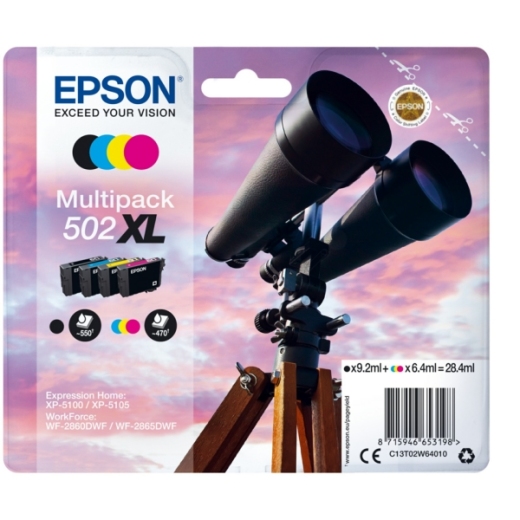 C13T02W64010 // EPSON T 502 XL Multipack HC/ C13T02W64010 // bk 9,2 ml CMY je 6,4 ml